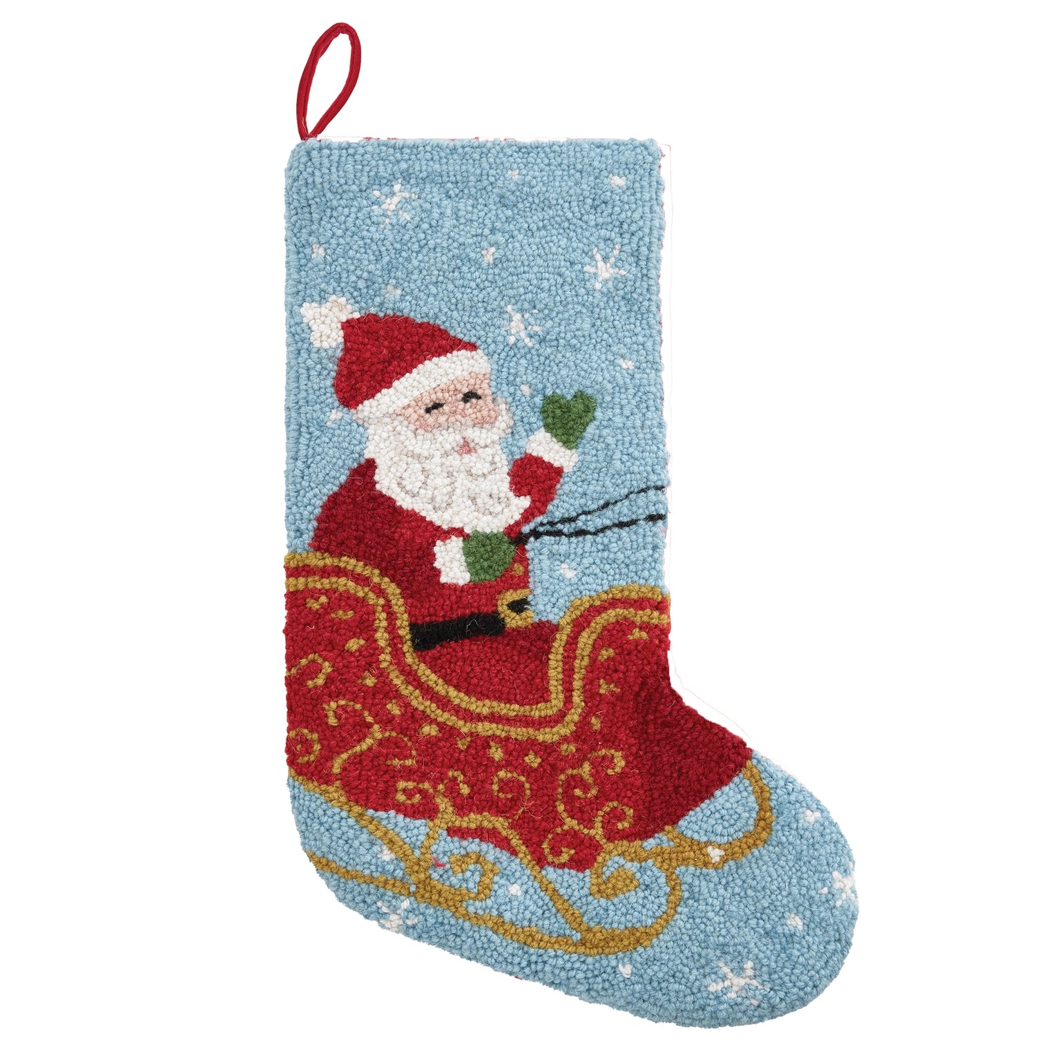 Peking Handicraft - Stocking Santa On Sleigh Hook
