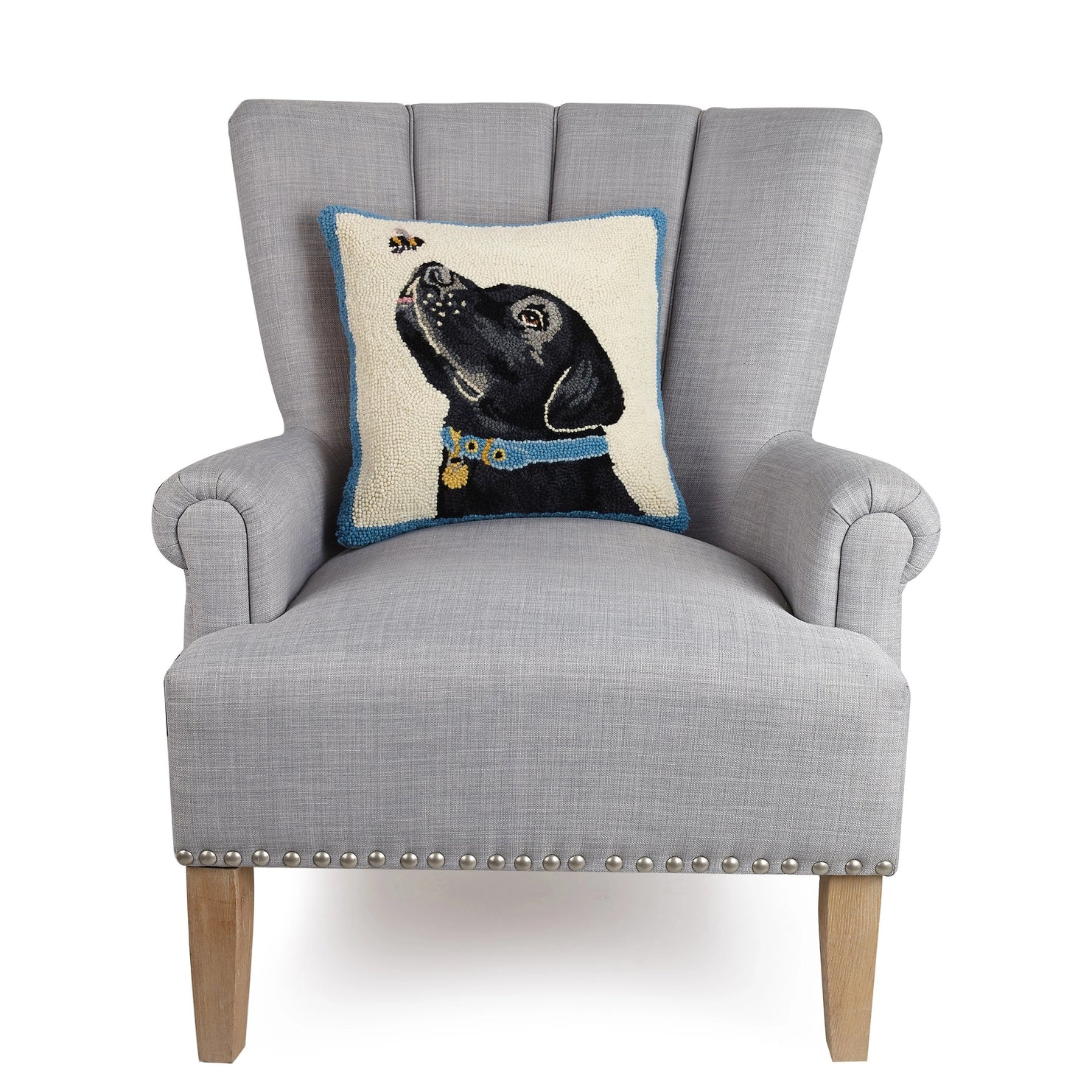 Peking Handicraft - Pillow Labrador Black with Bee