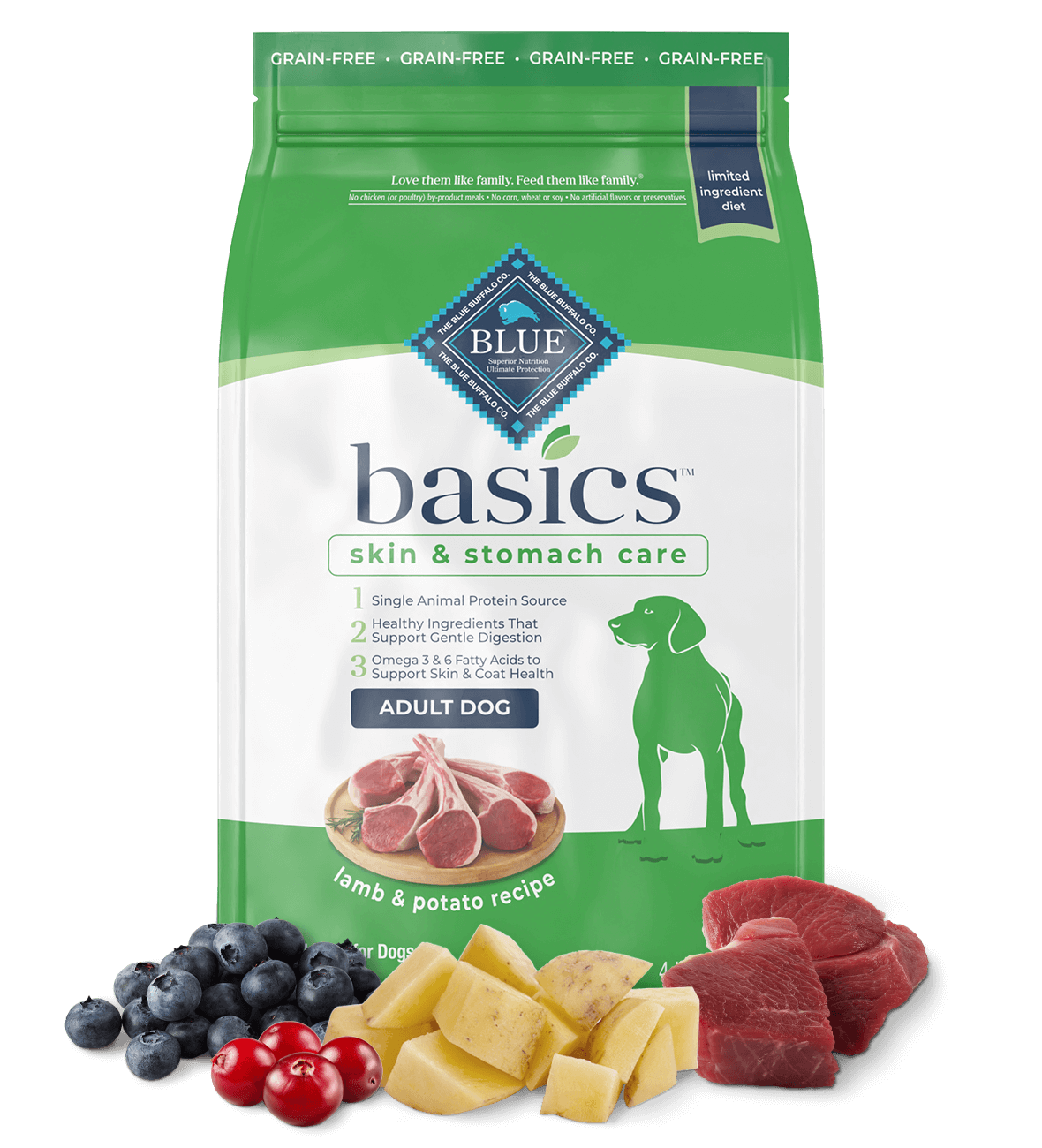 Blue Buffalo Basics - Adult Dog Grain-Free Lamb and Potato Recipe Dry Dog Food