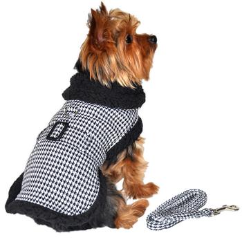 Doggie Design - Classic Houndstooth Dog Harness Coat Black & White