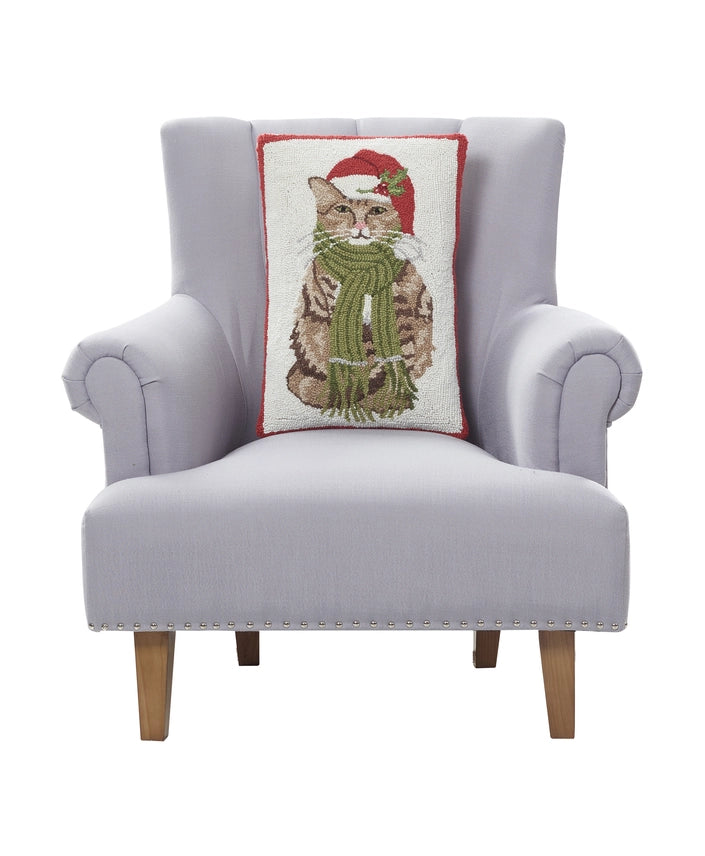Peking Handicraft - Pillow Green Scarf Cat Hook