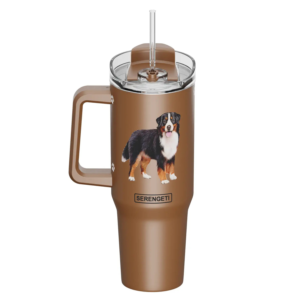 Tumbler with Handle & Straw Bernese Mountain Dog