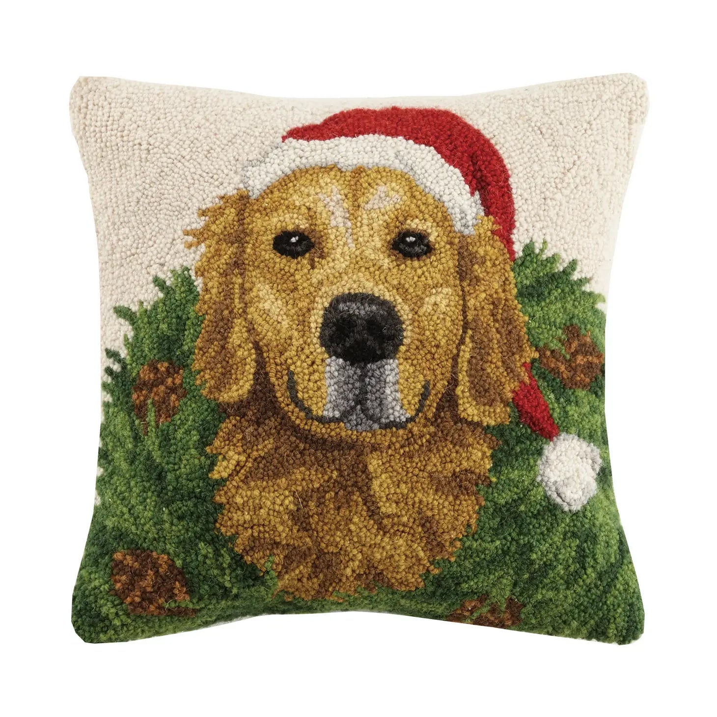 Pillow Golden Retriever Dog With Wreath Hook