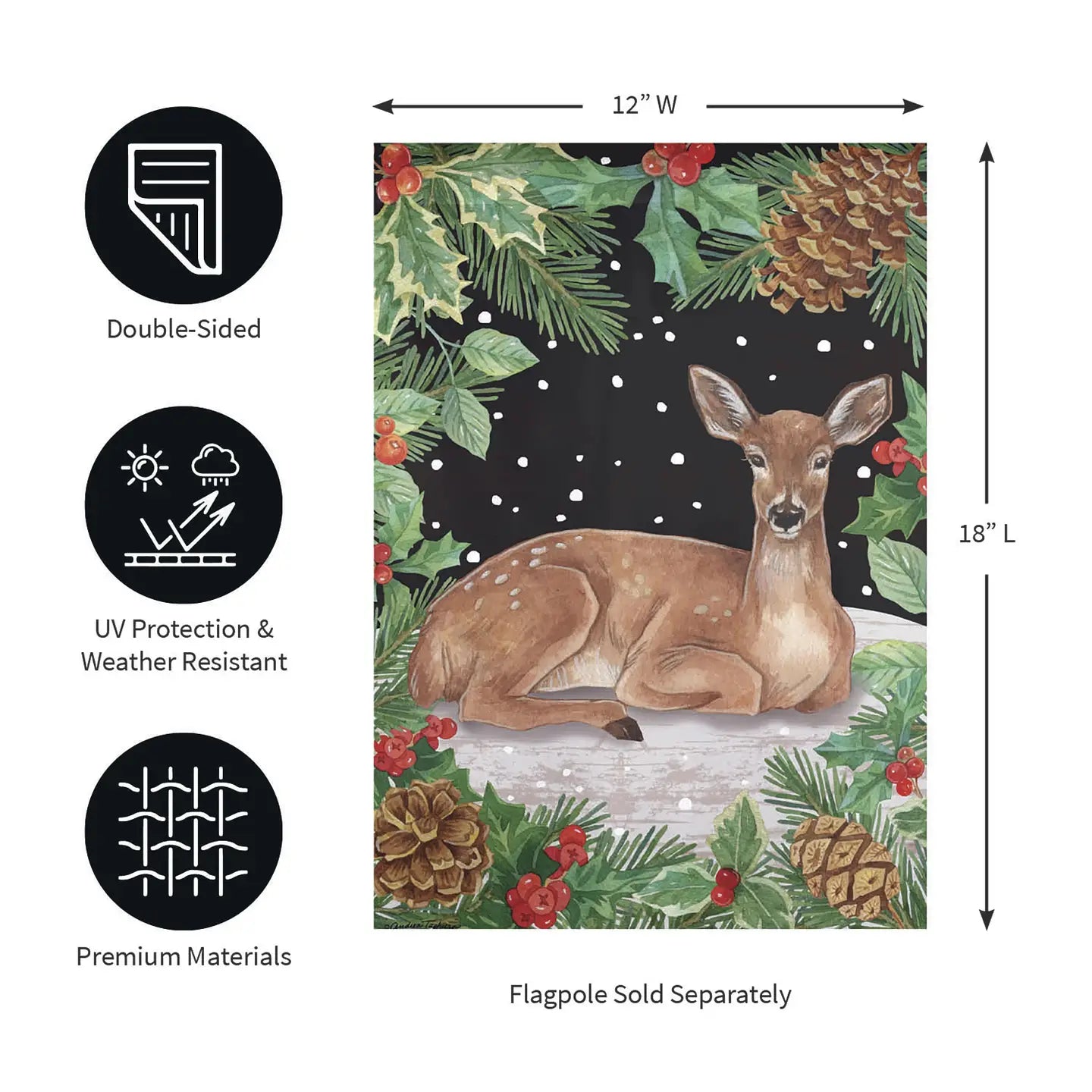 Evergreen Enterprises - Flag Woodland Peace on Earth Deer