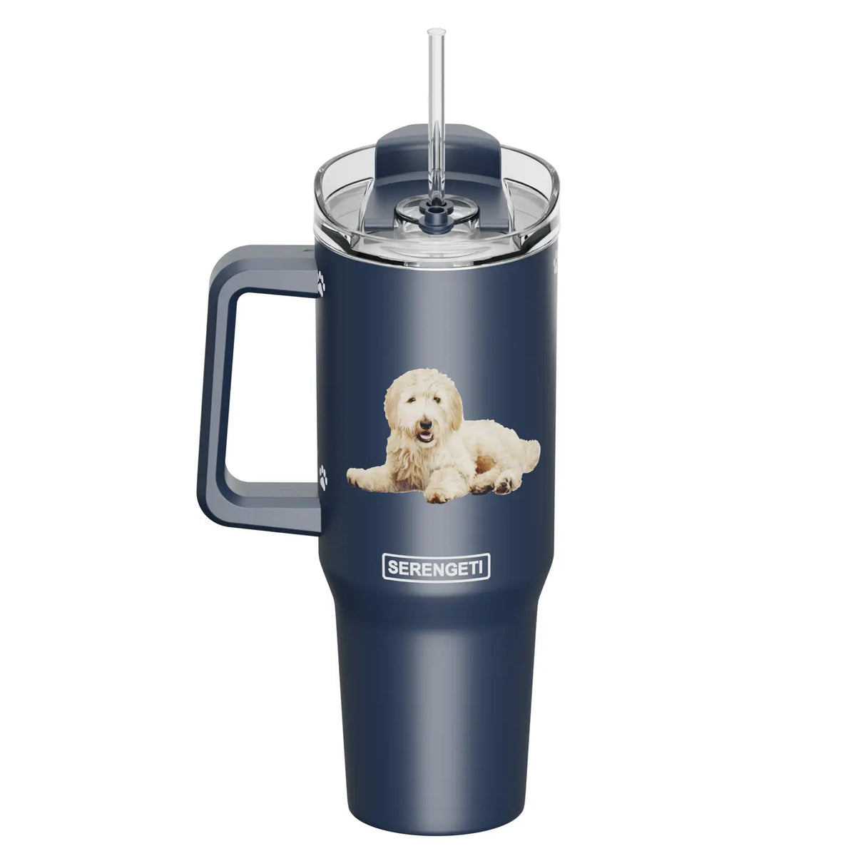 Tumbler with Handle & Straw Goldendoodle