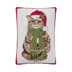 Peking Handicraft - Pillow Green Scarf Cat Hook