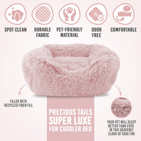 Precious Tails - Cuddler Round Luxe Faux Fur Pet Bed, Pink
