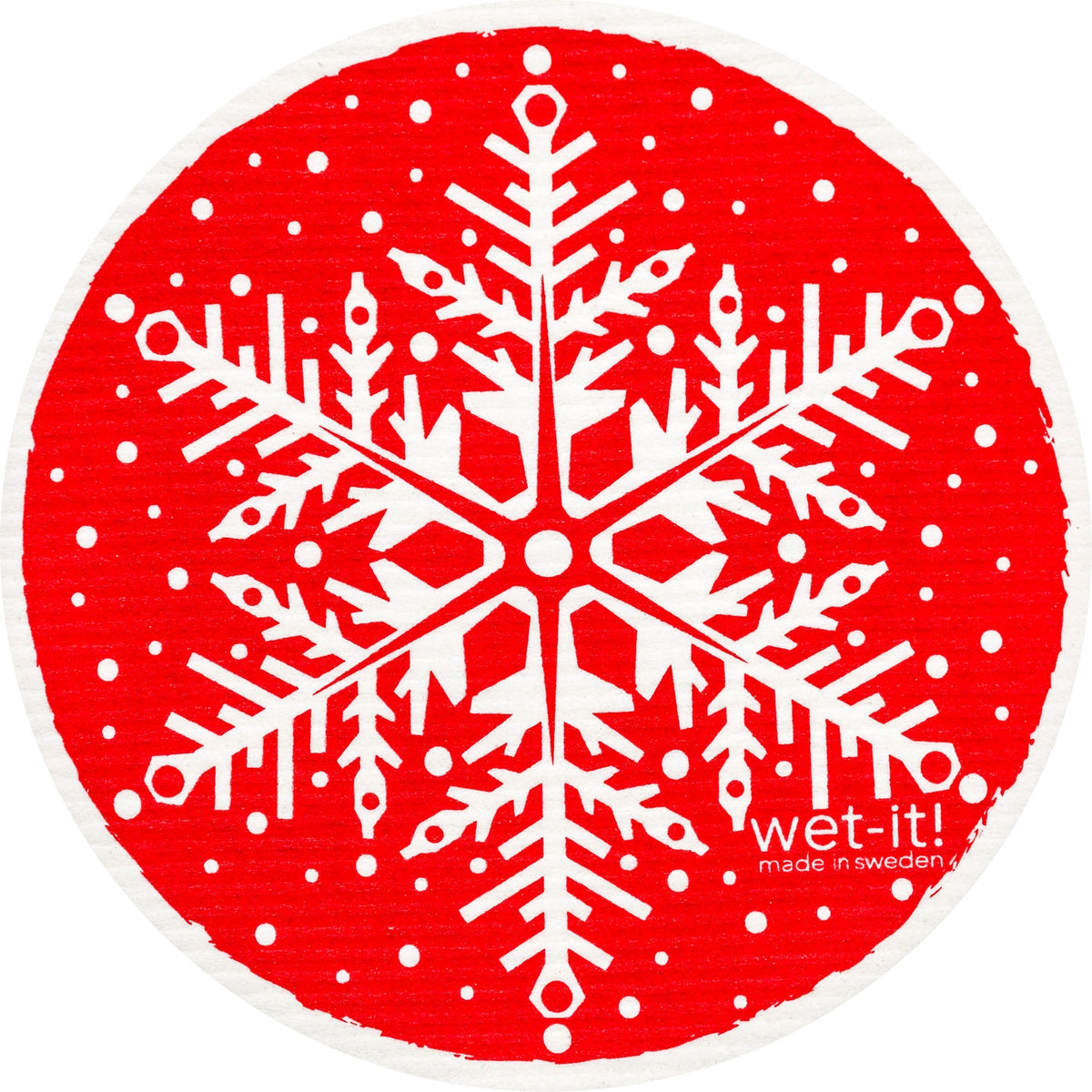 Wet-it! Snowflake Red Round Swedish Cloth