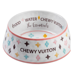 Haute Diggity Dog - Checker Chewy Vuiton White Dog Bowl