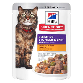 Hill's Science Diet - Adult Sensitive Stomach & Skin Chicken & Beef Cat Pouches