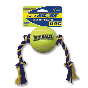 Petsport - Mega Tuff Ball Tug - Knotted 29" Rope With 6" Tuff Ball