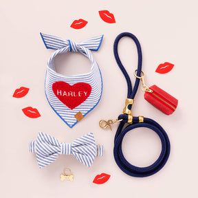 Foggy Dog - Dog Bow Tie Lake Blue Stripe