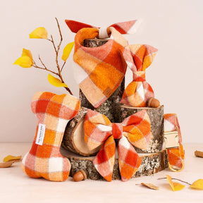 Dog Bow Lady Pumpkin Spice Plaid Flannel Fall