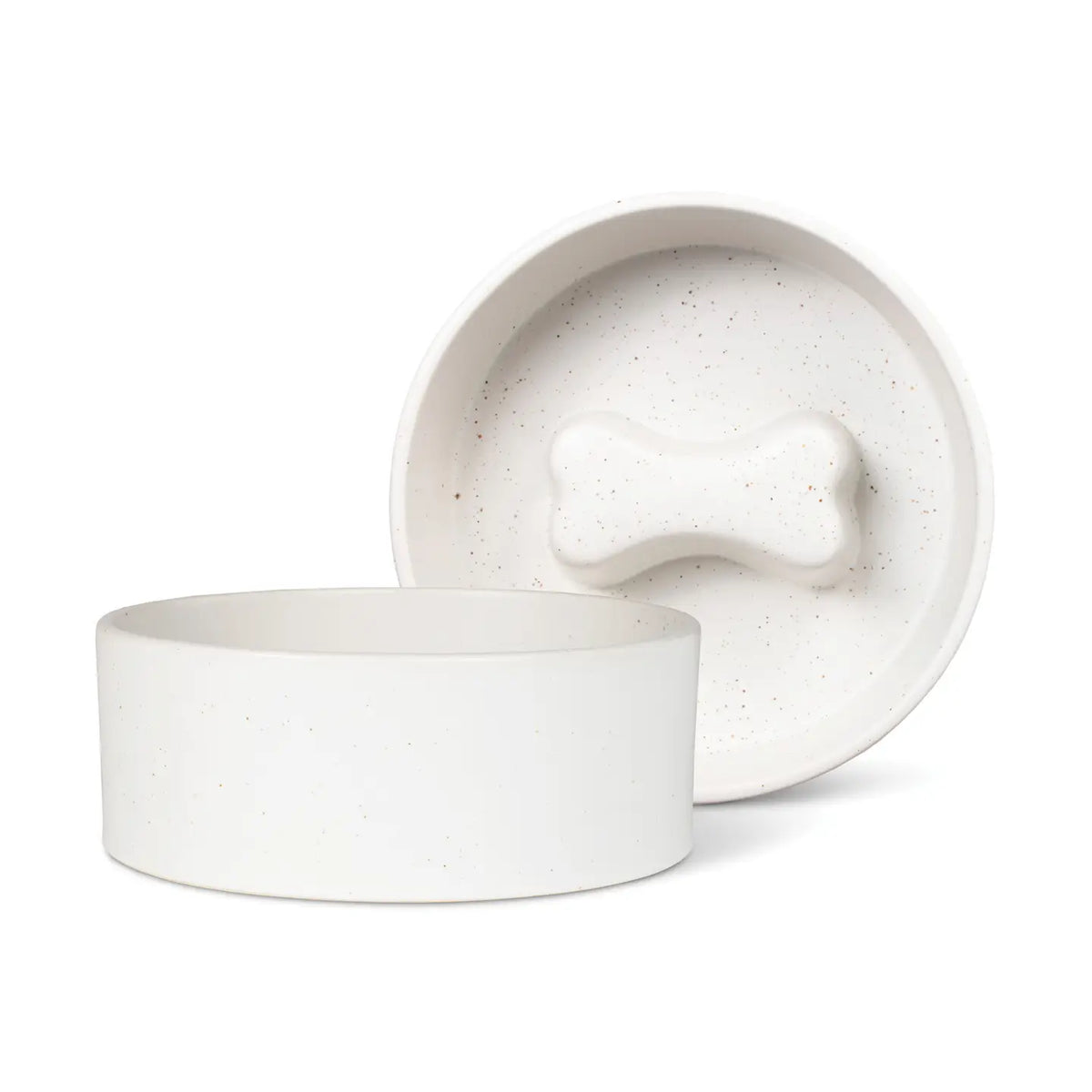 Petshop by Fringe Studio - Pet Bowl Speckled Bone Ivory Slow Feeder