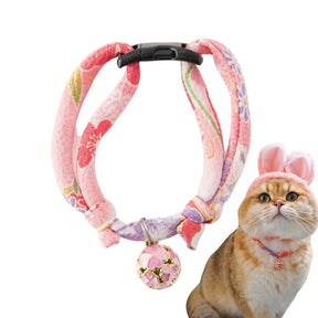 Cat Collar Chirimen With Clover