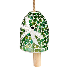 Evergreen Enterprises - Garden Bell Pollinator Mosaic Glass Green Dragonfly