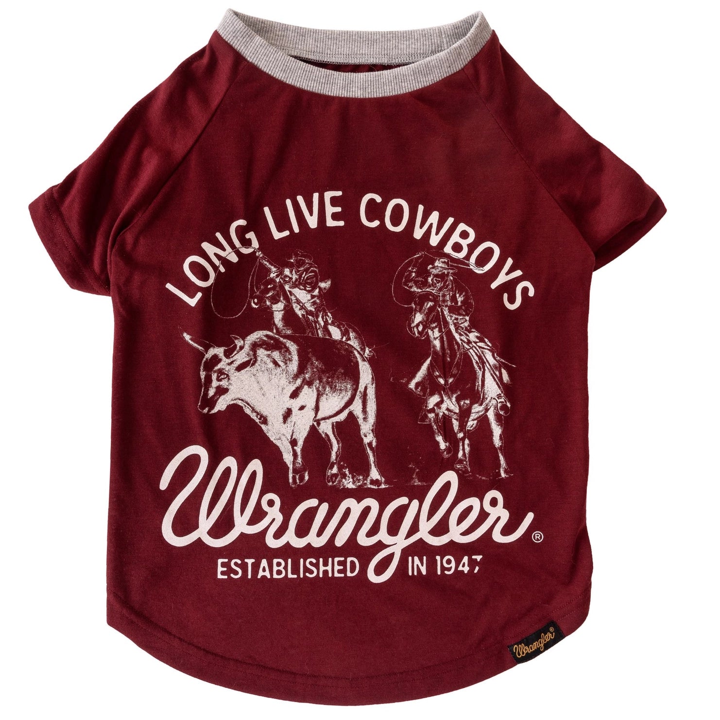 Lexington Pet w/ Wrangler - Dog Tee Long Live Cowboys Maroon