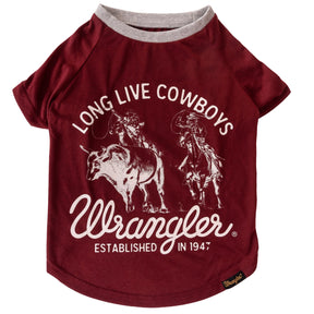 Lexington Pet w/ Wrangler - Dog Tee Long Live Cowboys Maroon