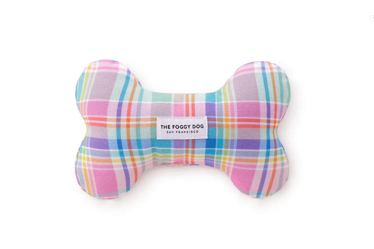 Dog Toy Dog Bone Squeaky Blooming Plaid Spring