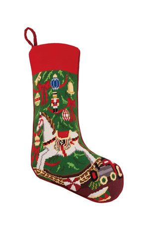 Peking Handicraft - Stocking Christmas Rocking Horse Embroidered