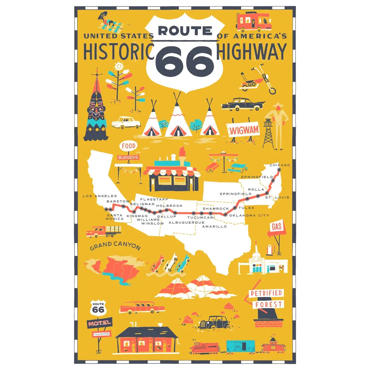 Vestiges - Route 66 Region Tea Towel