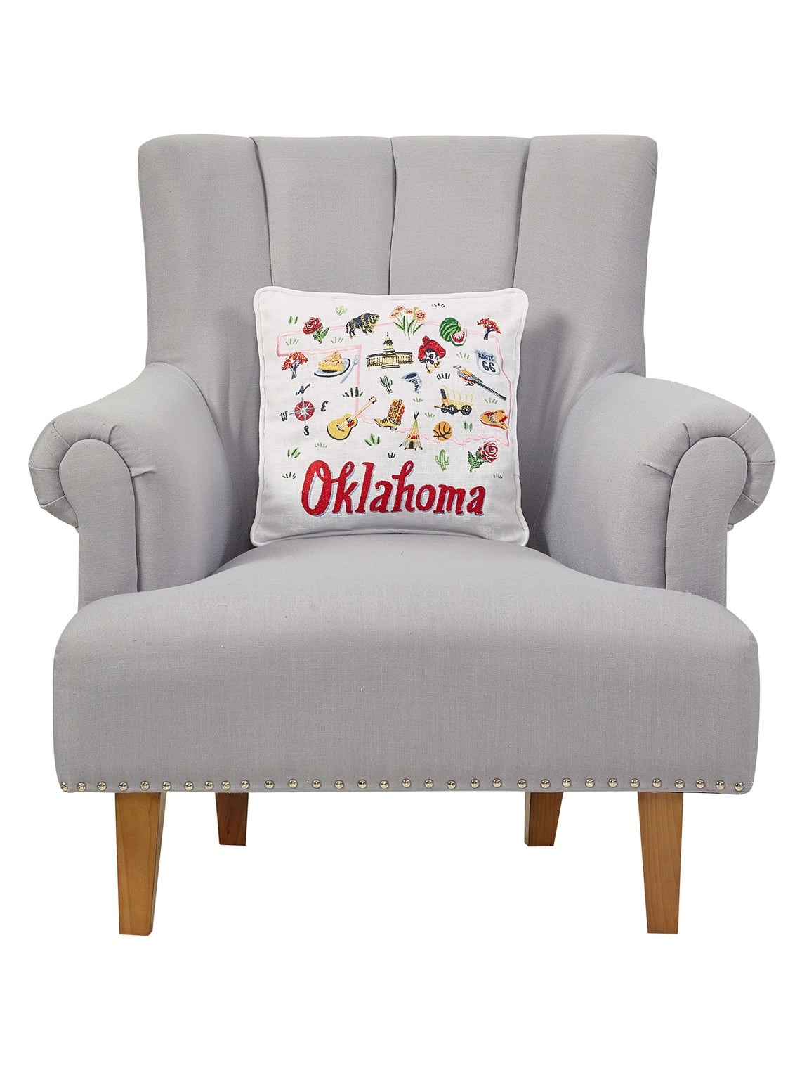 Peking Handicraft - Oklahoma Embroidered Pillow
