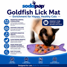 SodaPup - Enrichment Lick Mat for Cats Purple Goldfish