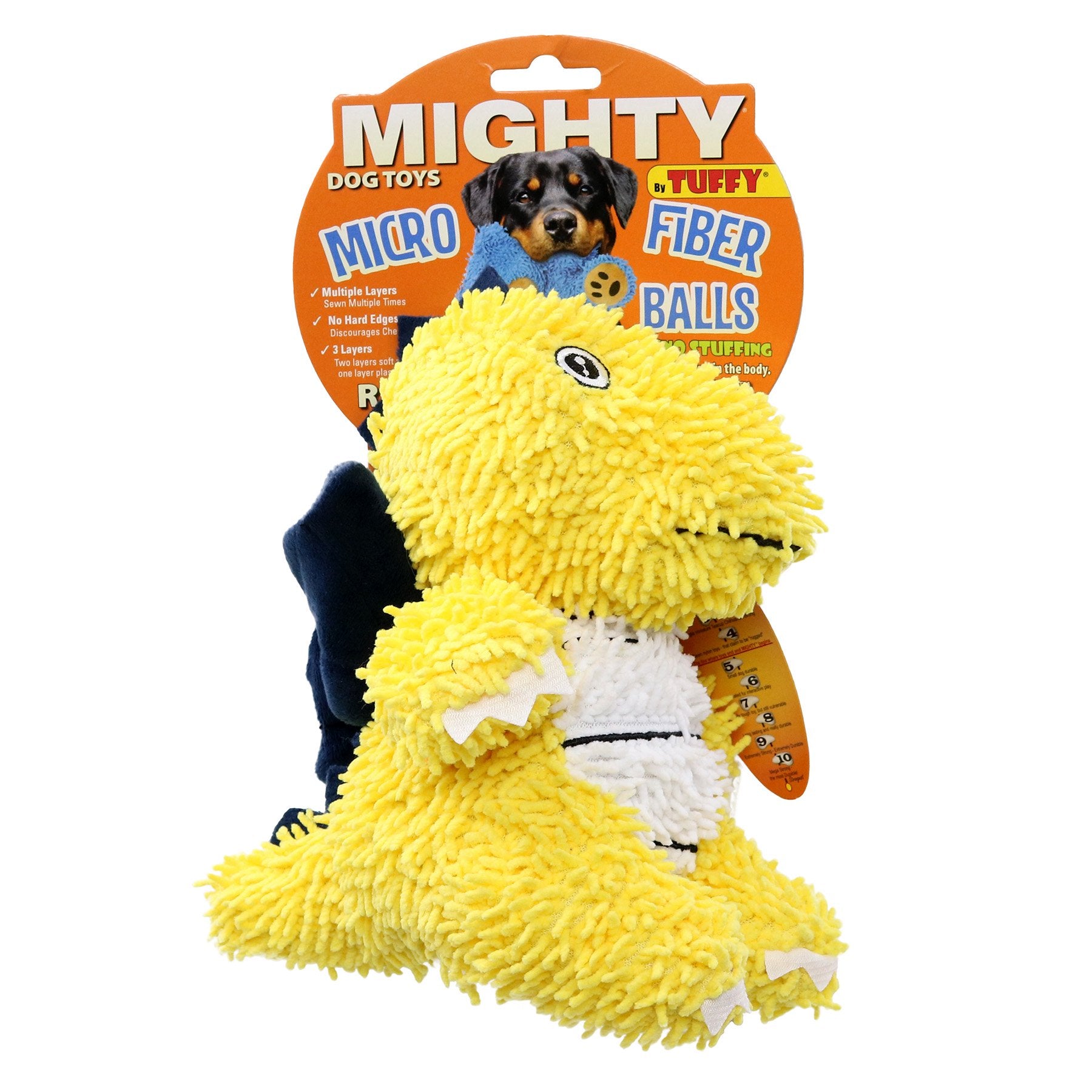 Tuffy Dog Toys - Mighty Microfiber Ball Yellow Dragon Squeaky Toy