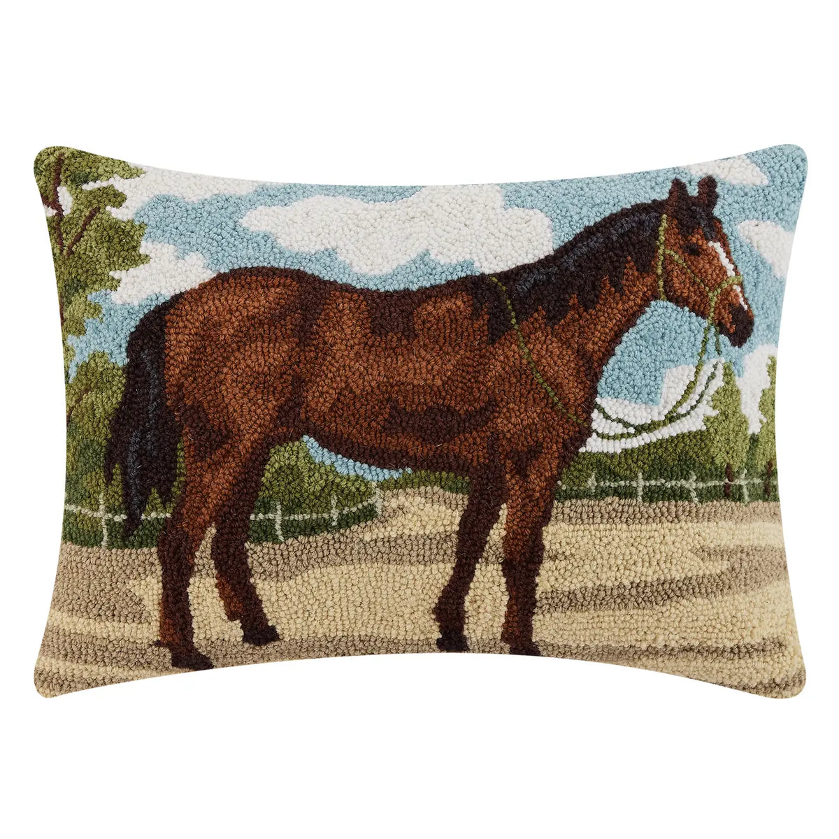 Peking Handicraft - Pillow Horse Brown Hook