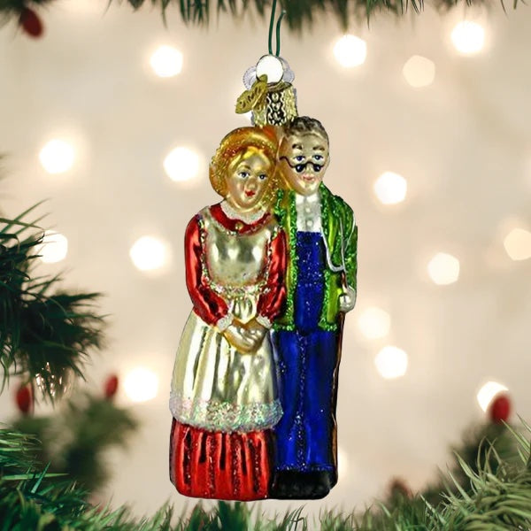 Old World Christmas - Farm Couple Ornament