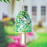 Evergreen Enterprises - Garden Bell Pollinator Mosaic Glass Green Dragonfly