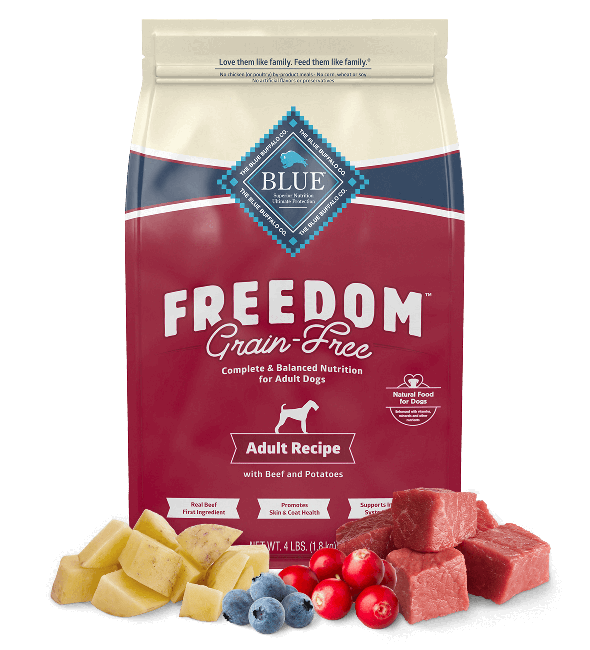 Blue Buffalo Freedom - Adult Dog Grain-Free Beef Recipe Dry Dog Food