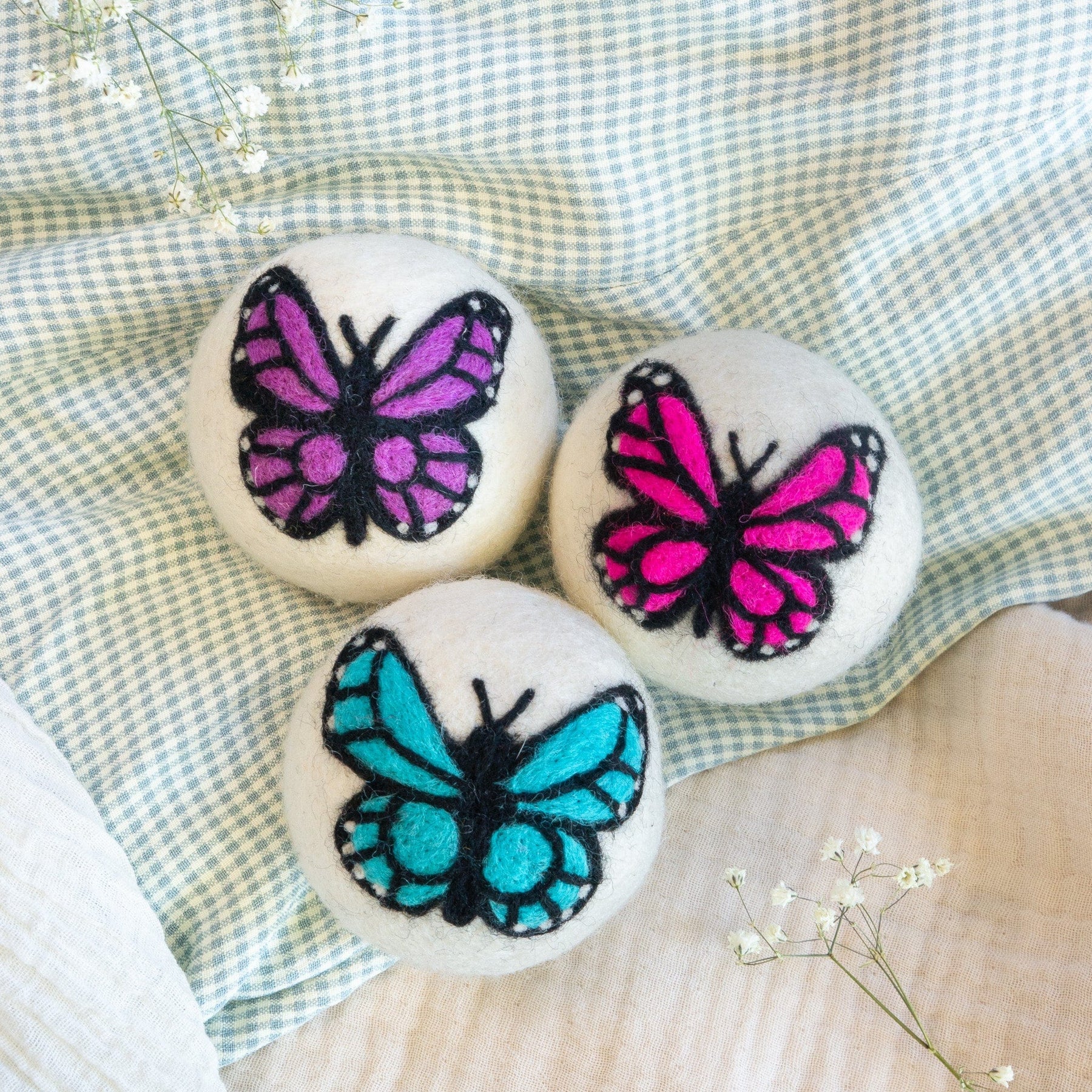 Friendsheep - Eco Dryer Balls Moon Monarch Butterfly Trio