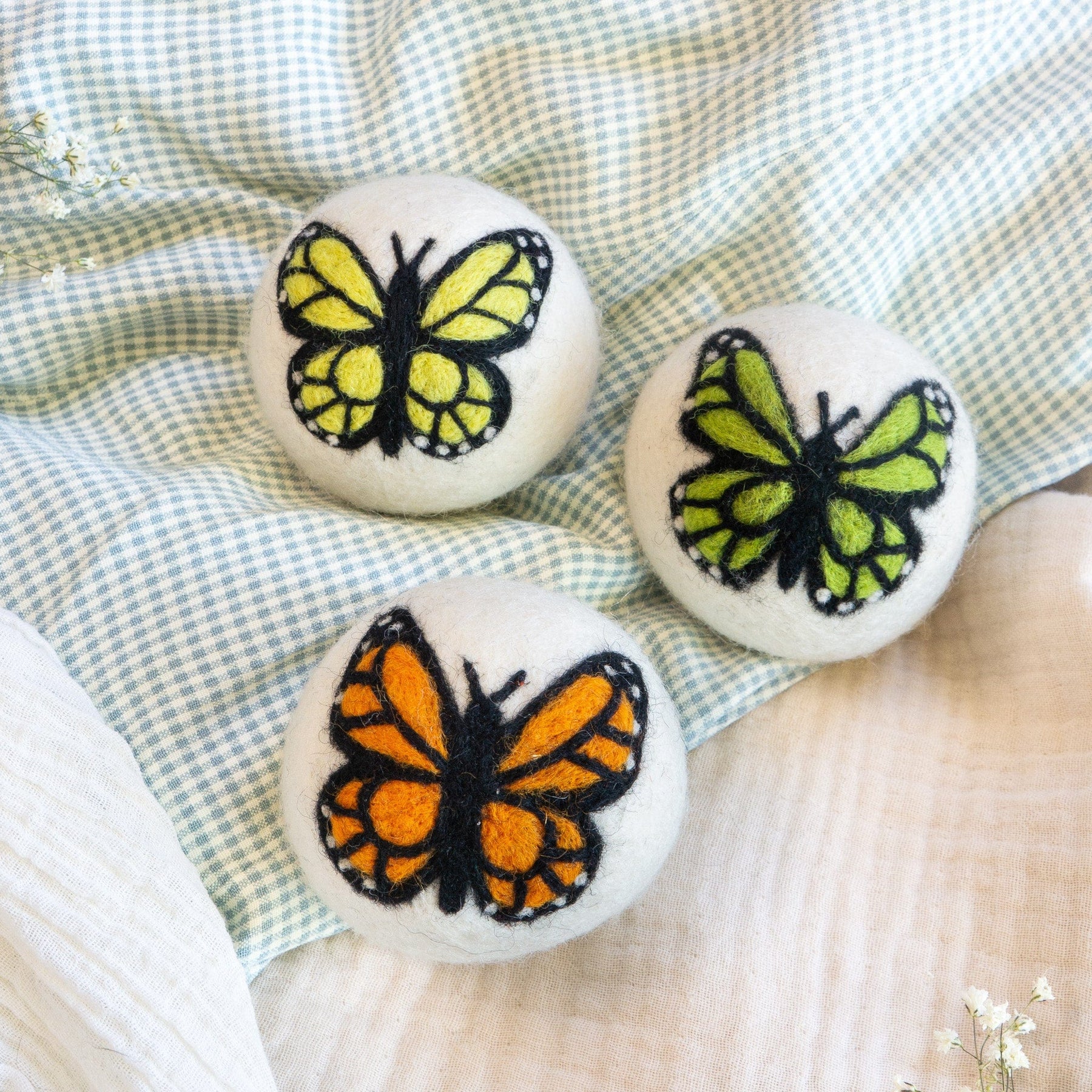 Friendsheep - Eco Dryer Balls Sun Monarch Butterfly Trio