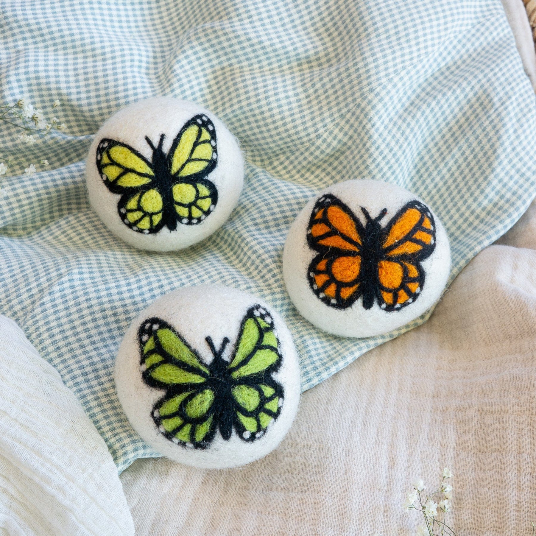 Friendsheep - Eco Dryer Balls Sun Monarch Butterfly Trio