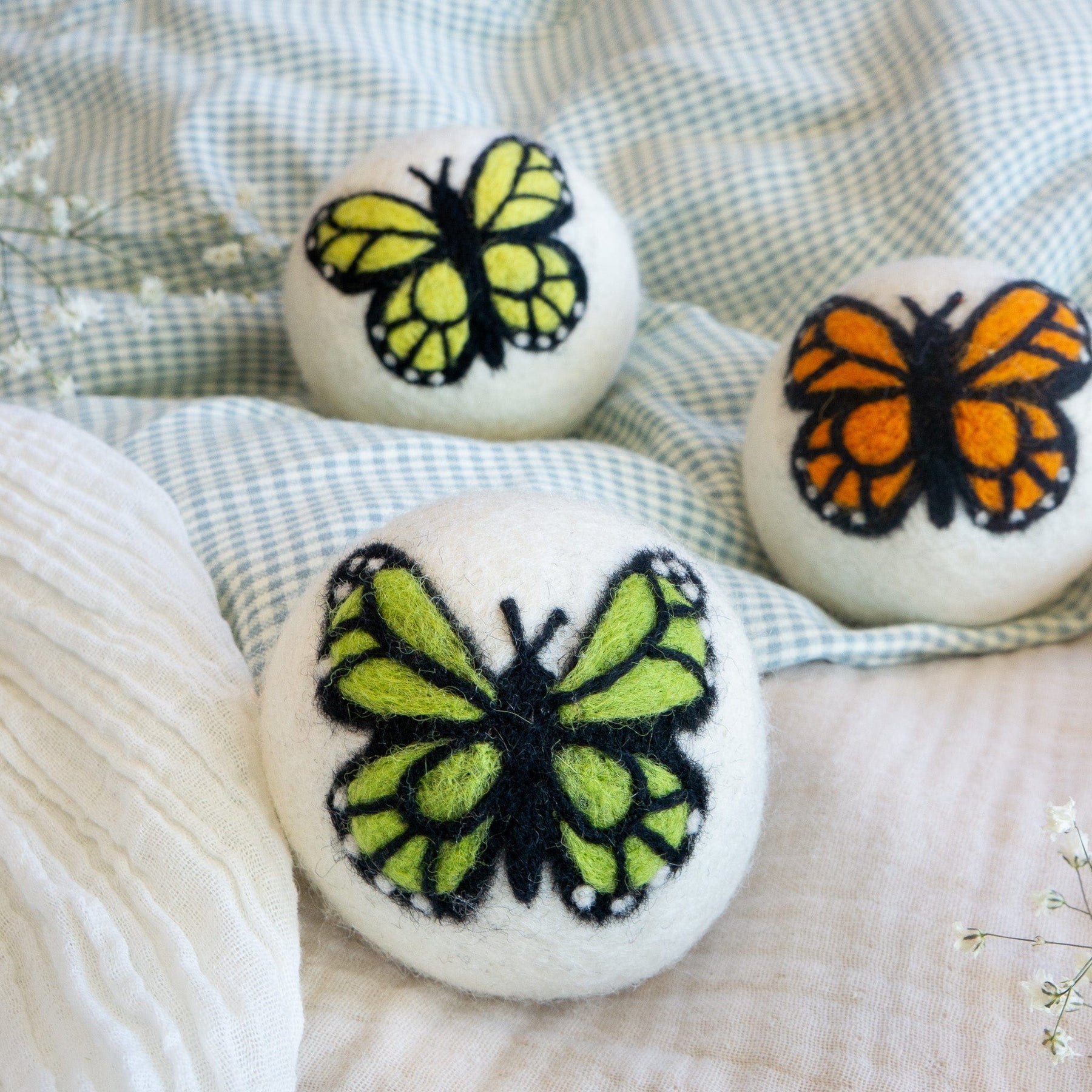 Friendsheep - Eco Dryer Balls Sun Monarch Butterfly Trio