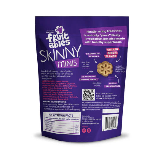 Fruitables - Skinny Minis Grilled Bison Soft & Chewy Dog Treats
