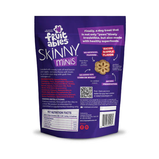 Fruitables - Skinny Minis Apple Bacon, Soft & Chewy Dog Treats