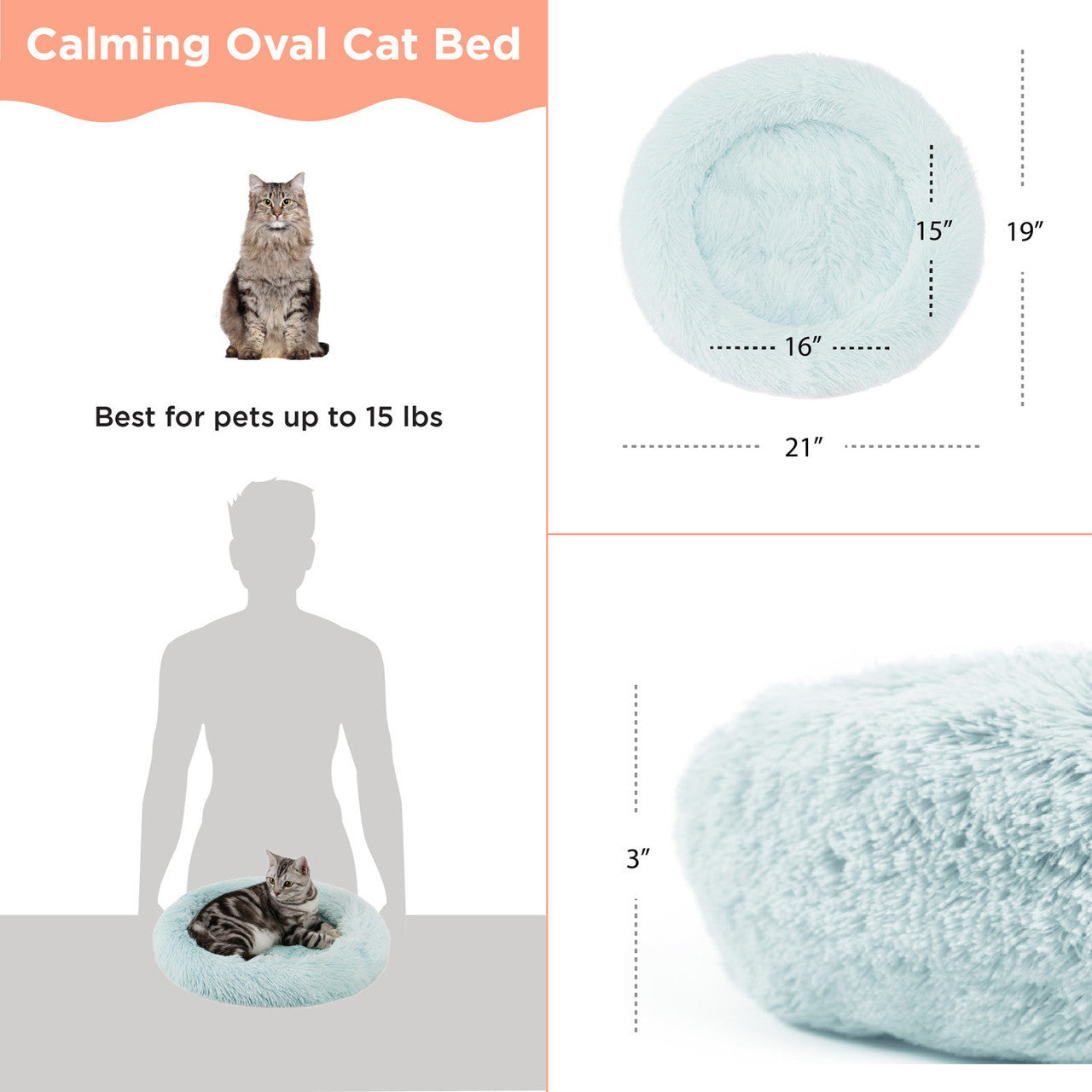Outward Hound - Calming Oval Cat Bed Pad 21"x19"
