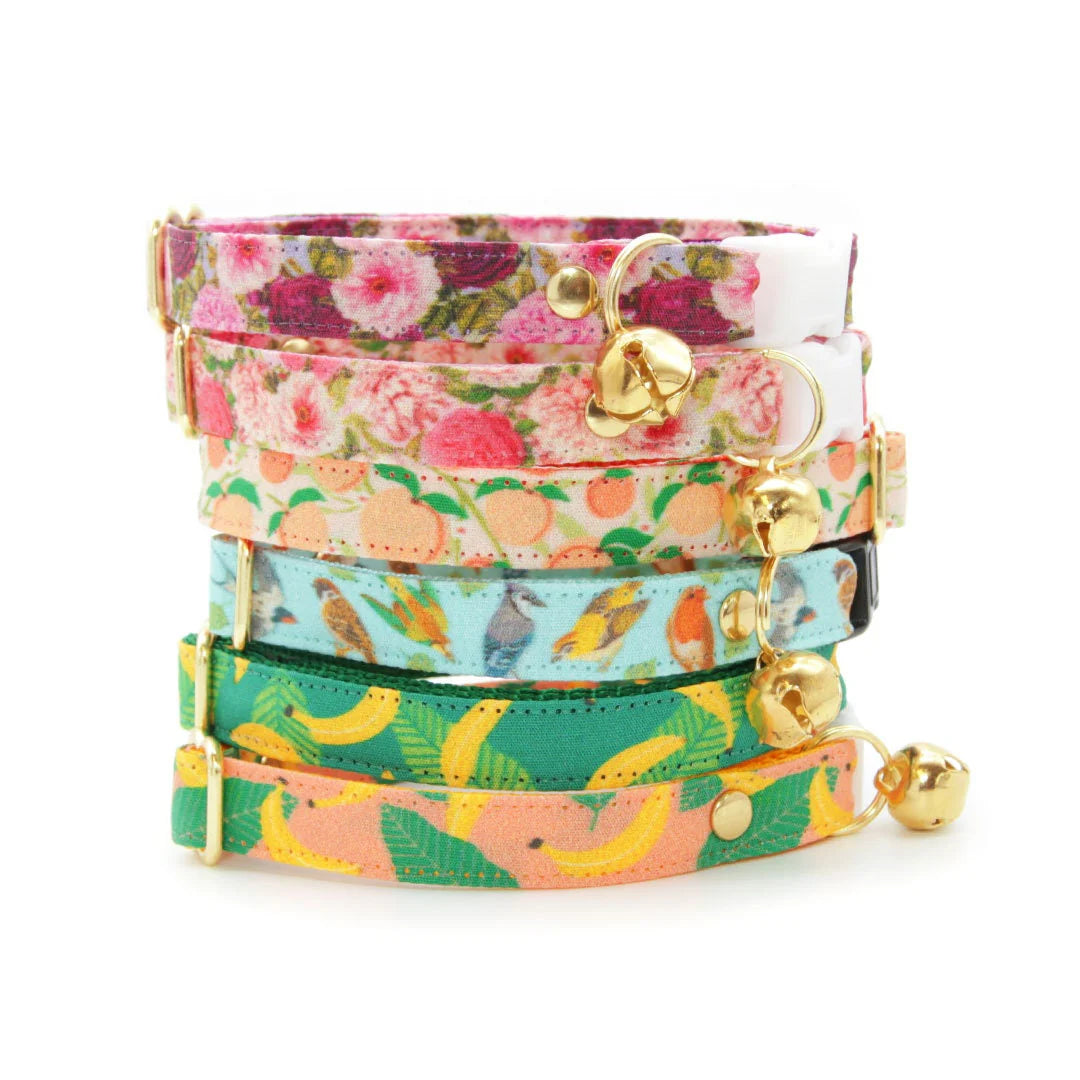 Made by Cleo - Cat Collar "Pretty in Peony" Pink Breakaway with Gold