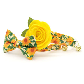 Made by Cleo - Cat Collar "Sunflowers" Breakaway with Gold