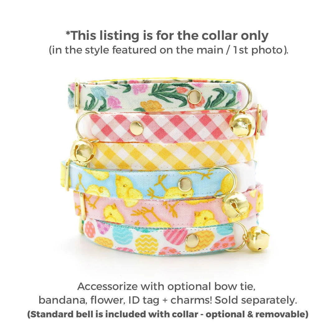 Made by Cleo - Cat Collar "Picnic" Yellow Breakaway with Gold