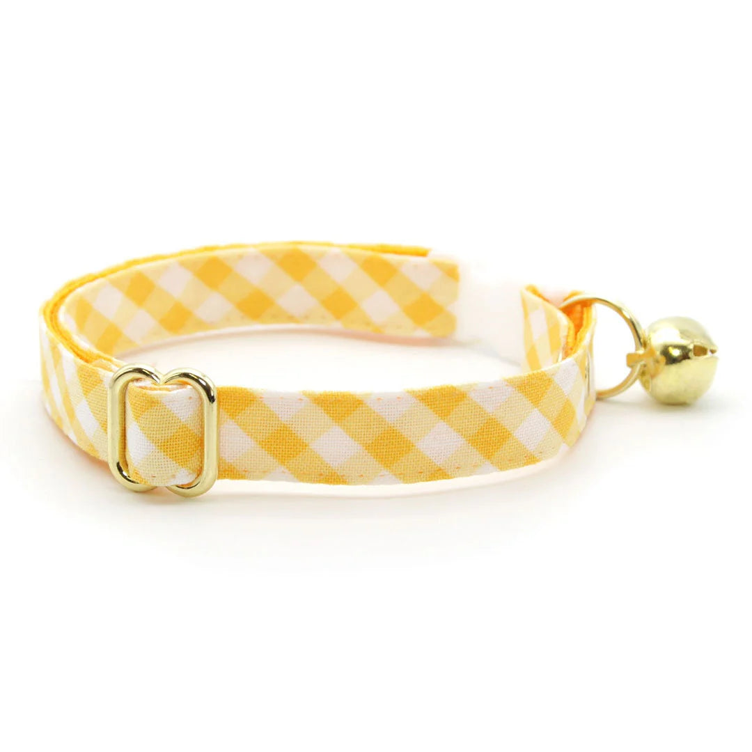 Made by Cleo - Cat Collar "Picnic" Yellow Breakaway with Gold