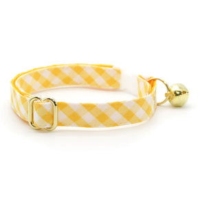 Made by Cleo - Cat Collar "Picnic" Yellow Breakaway with Gold