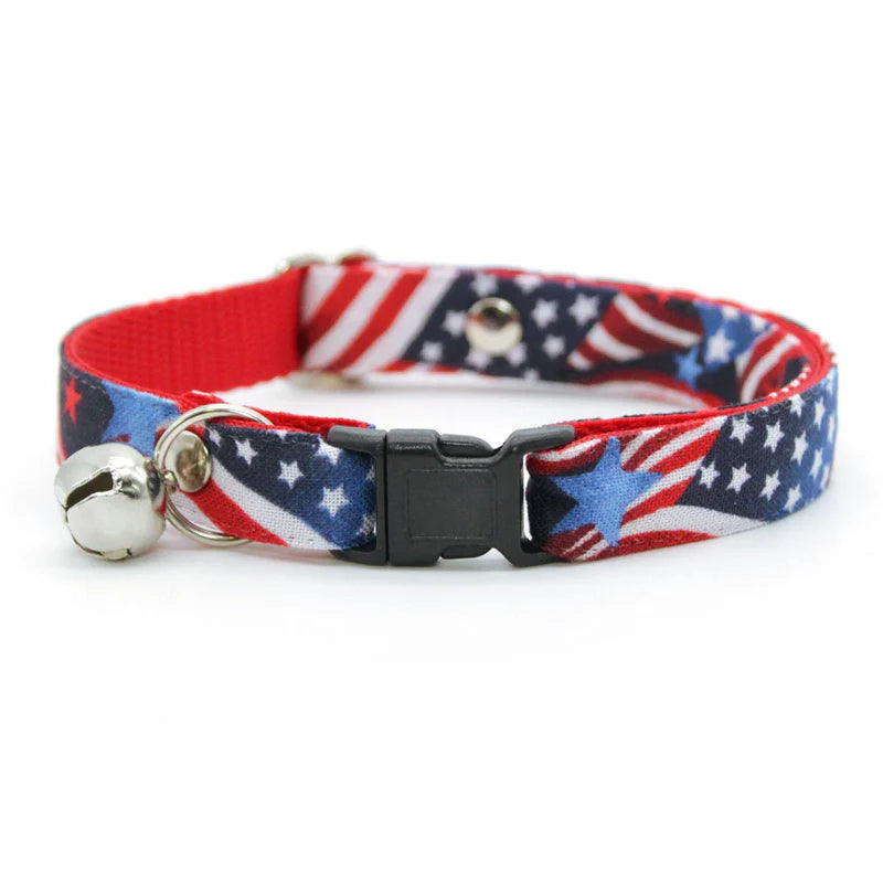 Made by Cleo - Cat Collar "Stars & Stripes" Breakaway with Gold