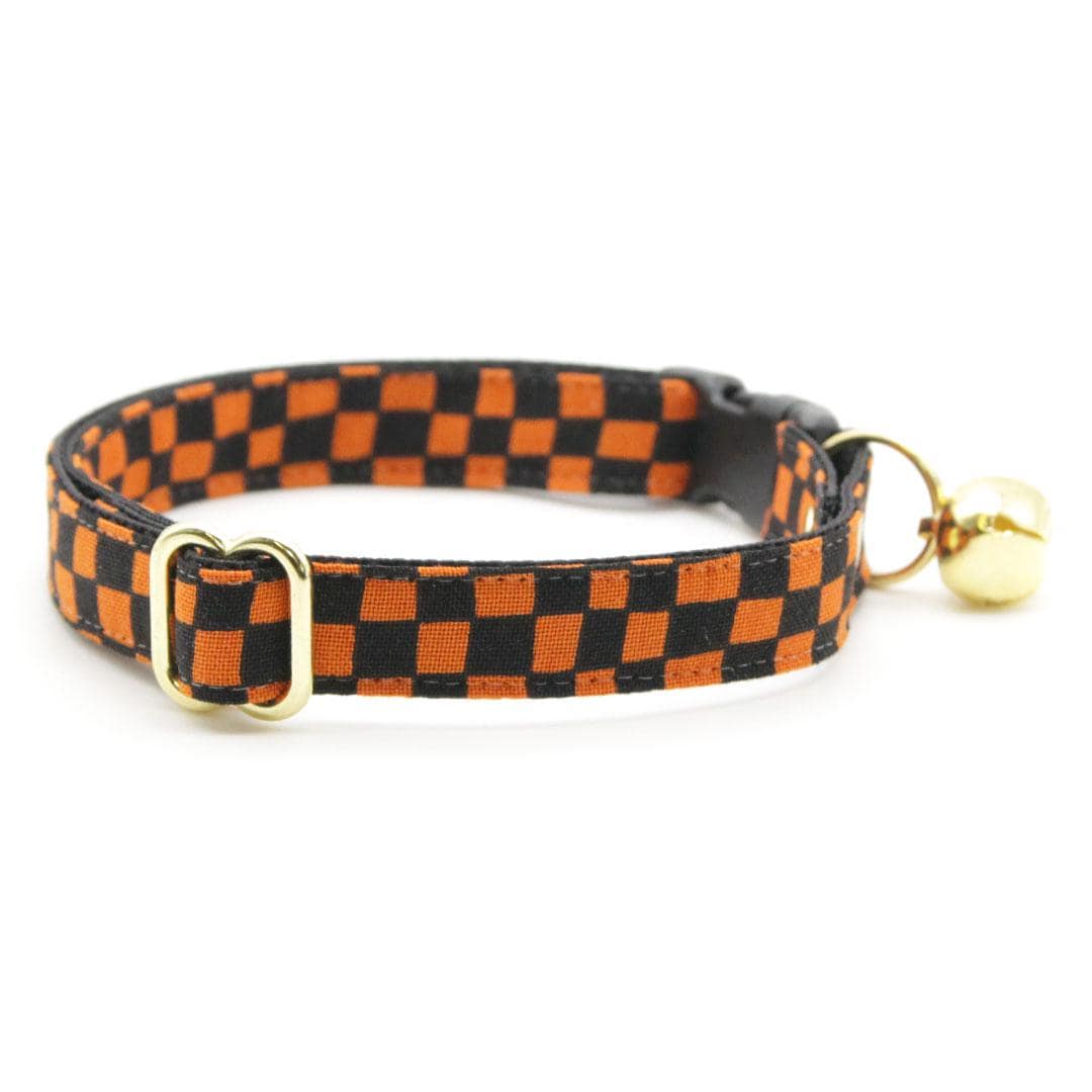 Made by Cleo - Cat Collar "Punk Rock Halloween Black & Orange Breakaway