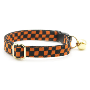 Made by Cleo - Cat Collar "Punk Rock Halloween Black & Orange Breakaway