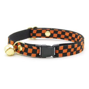 Made by Cleo - Cat Collar "Punk Rock Halloween Black & Orange Breakaway