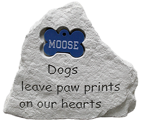 Memorial Stone Dog w/ Bone Inset - Dogs Leave Paw Prints