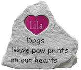 Memorial Stone Dog w/ Bone Inset - Dogs Leave Paw Prints